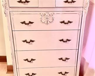 Victorian White 6-Drawer Chest of Drawers. Measures 33" W x 19" D x 51" H. Photo 1 of 2.