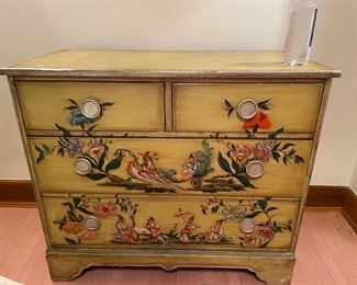 Mid-Century Yellow Chinoiserie Hand-painted Chest of Drawers. Measures 42" W x 20" D x 36.25" H. Photo 1 of 2.