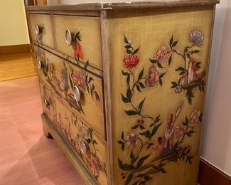 Mid-Century Yellow Chinoiserie Hand-painted Chest of Drawers. Measures 42" W x 20" D x 36.25" H. Photo 2 of 2.