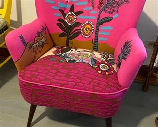 Anthropologie Imagined World Petite Pink Accent Chair. Measures 30”H x 26” W x 30” D. Photo 1 of 2.