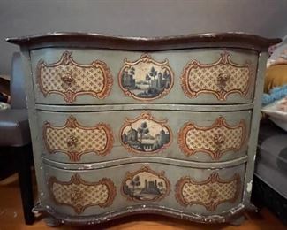 19th Century German Serpentine-Front Painted Chest.
