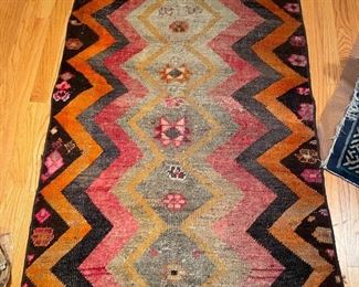 Vintage Mid-20th Century Persian Tribal Style Gabbeh Rug (Iran). Hand-knotted wool. Measures 35" W x 60" L. Photo 1 of 2.