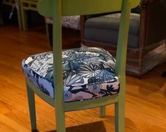 Pair of Dining Chairs Upholstered in Scalamandre Chiang Mai Dragon Fabric in China Blue Colorway. Photo 2 of 4.