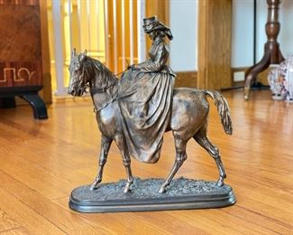 P.J. Mene Signed Bronze of Woman on Horse. Photo 1 of 4.