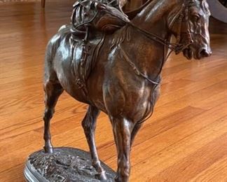 P.J. Mene Signed Bronze of Woman on Horse. Photo 4 of 4.
