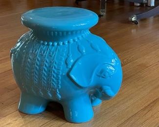 Robin's Egg Blue Elephant Garden Stool. Measures 19.75" W x 14" D x 16.75" H. Photo 1 of 2.
