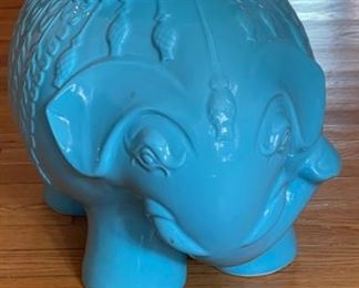 Robin's Egg Blue Elephant Garden Stool. Measures 19.75" W x 14" D x 16.75" H. Photo 2 of 2.