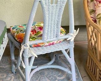 Green Dining Table & Set of 6 Wicker Chairs. Table Measures 56" x 30" x 29" H. Photo 7 of 8.