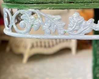 Green Dining Table & Set of 6 Wicker Chairs. Table Measures 56" x 30" x 29" H. Photo 4 of 8.