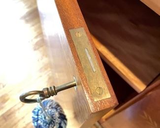 Swedish Art Deco/Neoclassical Inlaid Storage Cabinet by Mjolby Intarsia. Woods include Satinwood, Carpathian Elm, Golden Flame Birch and Mahogany. Interior has adjustable shelves. Measures 48" H x 17" D x 35" W. Photo 4 of 4.