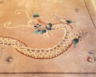 Early 20th Century Art Deco Chinese Dragon Hand-Knotted Wool Rug. Measures 4' x 6' 9". Photo 2 of 2.