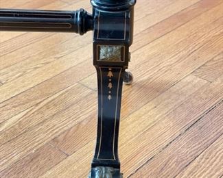 Antique English Aesthetic Ebonized & Gilt Occasional Table. Measures 42" W x 25" D x 30" H. Photo 3 of 4.