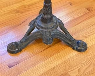 Authentic Mid-20th Century Enamel Top Cafe Bistro Table made in the French Art Deco Style from Cafe Society in San Francisco. Measures 23.5" D x 29" H. Photo 2 of 2.