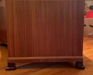 Svenska Mobler Swedish Curved Art Deco Desk with Book Shelf in Karelian Birch and Mahogany by SMF. Photo 3 of 5.