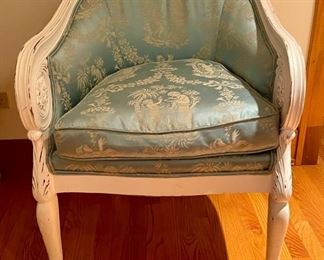 Silk Upholstered Arm Chair. Photo 1 of 5.