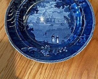 Vintage Flow Blue Porcelain Plate - St. Peter's Cathedral (Rome). Measures 10.25" D. Photo 1 of 2.