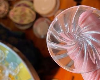 Vintage Lalique Crystal -- 11 white wine, 9 red wine and 8 claret glasses. Photo 2 of 2.