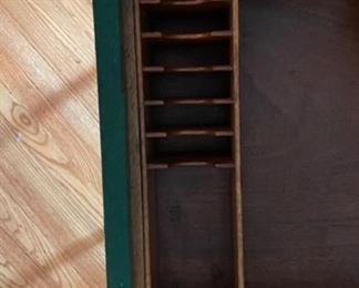 Antique 19th Century Ebony Chinoiserie Flip-Top Game Table with Copper "Coasters." Measures 34" W x 17" D x 32" H. Game Table is 34" x 34." Photo 5 of 6.