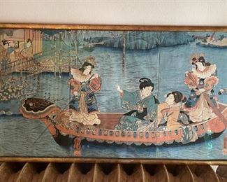 Utagawa Kuniyoshi Woodblock Print. "Boating in the Chinese Style." Measures approximately 28.4" x 14". Photo 1 of 2.