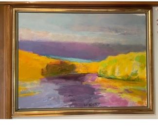 Wolf Kahn. "Little River Bend." Oil on Canvas. Measures 22” x 16.” Photo 1 of 2.