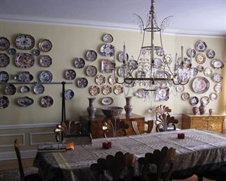 Baltic Neoclassical-Style 8-Arm Crystal & Brass Chandelier. Measures 47" H x 39" D.