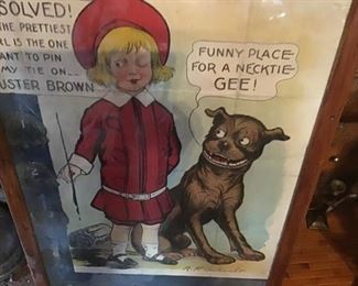 large framed antique Buster Brown game