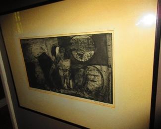 Original abstract etching by Herbert Caroll Cassill