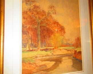 Antique watercolor landscape