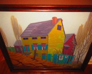 Large folk art oil on canvas