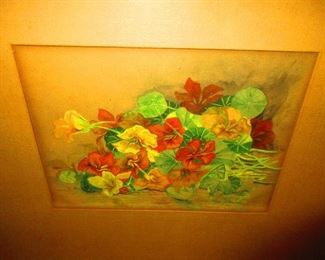 Floral watercolor painting by Edna Nye Martin, dated 1895