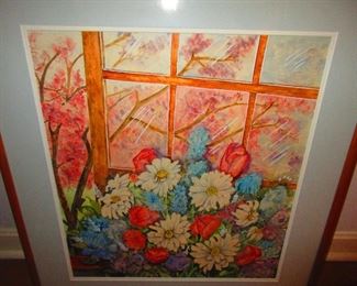 Polychrome floral watercolor painting by Mary Anne Hodson