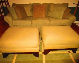 Pottery Barn sofa with ottomans