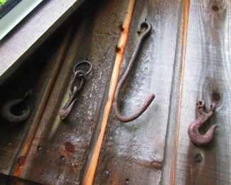 Antique wrought iron industrial hooks
