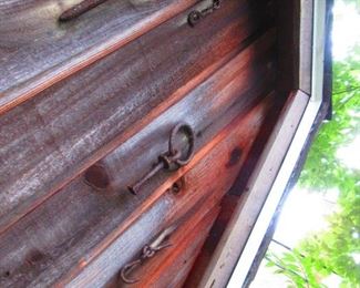 Antique wrought iron industrial hooks and implements