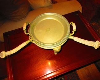 Antique horn handled chafing dish
