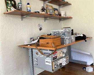 Solid heavy work desk and shelves 