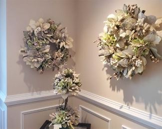 Matching Mackenzie Childs Wreaths and small Topiary 