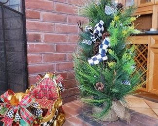 Mackenzie Childs sled and Courtly Check Tree