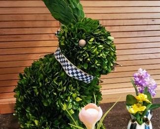 Mackenzie Childs Bunny and Courtly Check Eggs with Spring Flowers