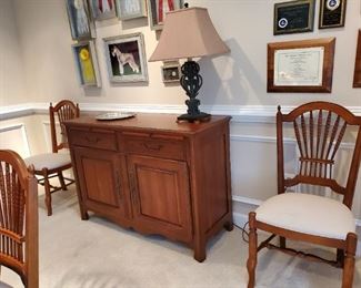 Ethan Allen Side Boardand 2  chairs of 6