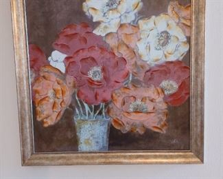 Large Poppies paint on print. Signed