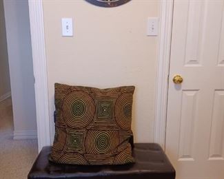 Leather tufted top storage bench