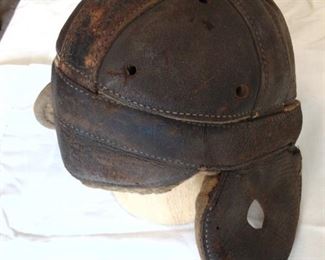 old leather football helmet