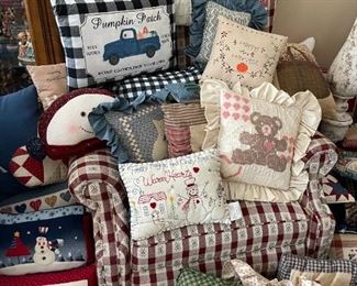 . . . part of the great pillow collection -- there's a barely used wing chair under there somewhere