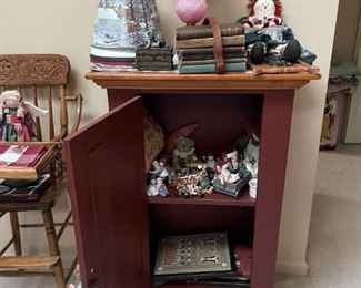. . .cute cabinet and vintage school books