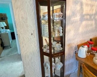 Curio Cabinet with Tea Cups & Precious Moments