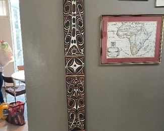 8 feet tall ! Artifact intricately hand carved and painted in lime.
