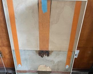 1966 artist Leo Manso . "Serine Tanker" Collage and oil. framed.