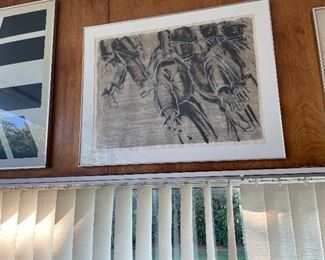 " Men Walking' listed artist Lester Frederick Johnson, hand signed. original art