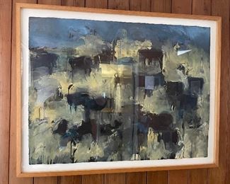 Listed artist " Theodore Waddell" oil , graphite encaustic on paper , framed.